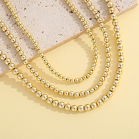 Ensemble de colliers à perles plaquées or, 3 tailles, chaînes rondes superposées, bijoux en métal poli, cadeau unisexe, mariage