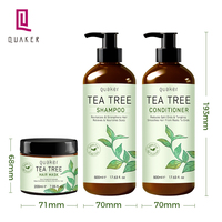 Produits de soins capillaires de marque privée Qquaker Huile d'arbre à thé Romarin Croissance des cheveux Anti-chute Shampooing et revitalisant pour cheveux bouclés