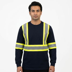 T-shirts de travail haute visibilité personnalisés, respirants, unisexes, de haute qualité, réfléchissants, col rond, manches longues, pour activités de plein air - Product Image 1