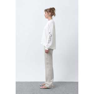 Sudadera de punto extragrande para mujer, 320g, negra, transpirable, con diseño bordado de malla - Product Image 2