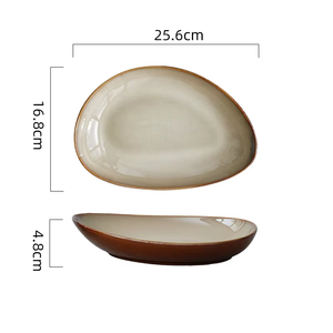 Assiette à dîner en céramique irrégulière en forme de galet, bol à sauce pour pâtes, assiettes d'appoint, vaisselle de <span class=keywords><strong>restaurant</strong></span> - Product Image 4