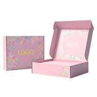 Boîte d'expédition pliable en carton recyclable avec laminage mat pour vêtements et chaussures, personnalisable, rose, vente en gros
