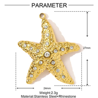 Pendentifs Breloques Classiques en Acier Inoxydable Plaqué Or PVD 18K, Motif Étoile de Mer et Poisson Style Érable, pour Fabrication DIY de Colliers et Bracelets