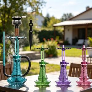 Modern Aluminum Alloy <b>Hookah</b> Set Mirror Finish Single Hose Shisha <b>Pipe</b> Gift Box for Bar and Travel - Product Image 4