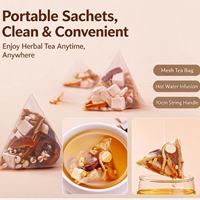 Thé aux herbes Five Fingers Poria, boîte de 210g, 30 sachets pyramidaux, mélange botanique sans sucre, boisson bien-être quotidienne à infuser à chaud