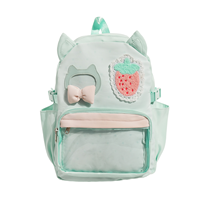Nouveau Sac à Dos Transparent en PVC Grande Capacité avec Oreilles de Chat et Motif Fraise, Idéal pour l'École et les Étudiants - Collection Été 2026
