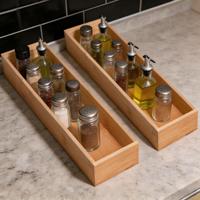 Lot de 2 organiseurs de tiroir empilables en bambou pour couverts et ustensiles de cuisine, avec plateau en bois