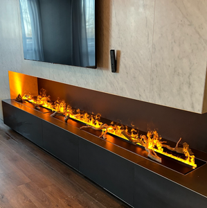 <span class=keywords><strong>Cheminée</strong></span> électrique moderne à vapeur d'eau en <span class=keywords><strong>marbre</strong></span>, avec télécommande via application, flammes multicolores, à installer sous le téléviseur - Product Image 3