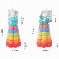 Jouet de puzzle à empiler dinosaures bébés avec sifflet, 6+1 pièces, en PVC souple, flottant sur l'eau, divertissement pour le bain des enfants