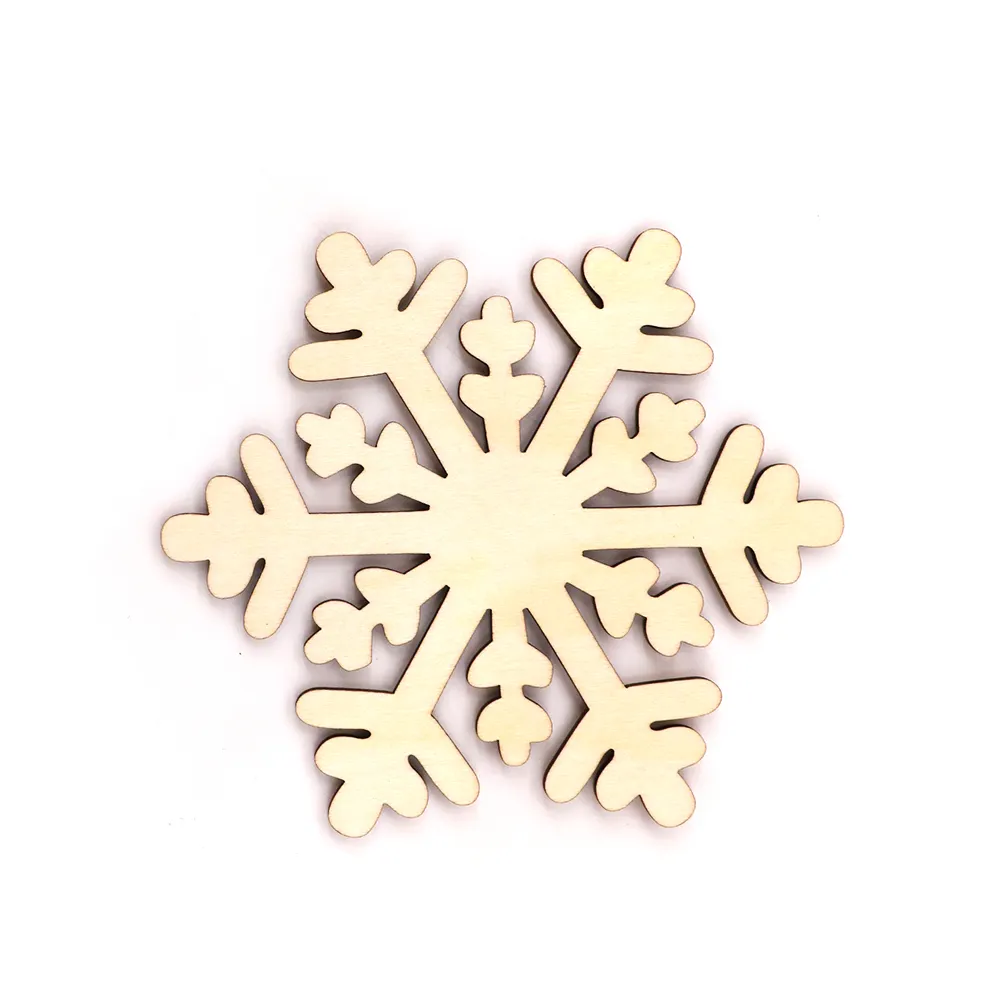 Custom laser cut wooden christmas ornament supplies wooden snowflake