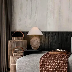 さびたアンティーク陶器テーブルライトホームホテルヴィラロビー廊下の装飾レトロな手作りセラミックLEDテーブルランプ