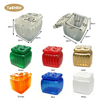 YACHEN Seau à glace gonflable en PVC avec couvercle rabattable, refroidisseur de boissons flottant avec porte-gobelets pour la plage, la piscine et les fêtes