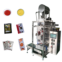 Machine d'emballage verticale entièrement automatique en acier inoxydable pour sauce tomate, sauce salade, sauce moutarde, miel, jus de carotte