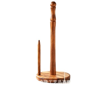 Wooden Desktop Toilet <b>Paper</b> Holder Round Base Vertical Design For <b>Kitchen</b> Bathroom Napkin Storage - Product Image 1