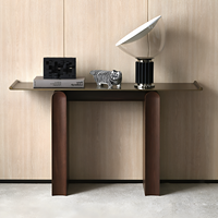 Table console rectangulaire en bois de frêne massif de style vintage Wabi-Sabi, minimaliste moderne nordique, avec plateau en pierre, pour petit appartement