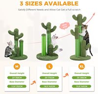 Arbre à chat moderne et classique de luxe avec 3 balles suspendues, design cactus, en bois, peluche et sisal, griffoir d'intérieur pour chat