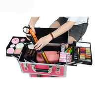 Malette de maquillage chariot professionnelle Extra Large,, boîte de maquillage, organisateur de beauté, avec plateaux et roues, pour artiste