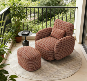 360° Swivel Oversized Comfy Accent Chair with Ottoman Modern Lounge Chair for Living Room - Product Image 1