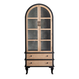 French Style Solid Wood Arched Cabinet With Glass Doors And Drawers Living Room Storage <b>Sideboard</b> - Product Image 5