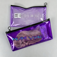 Bolsa de Embalaje con Cierre de Cremallera para Extensiones de Cabello, Bolsa de PVC Esmerilada con Logotipo Personalizado para Accesorios para el Cabello, Bolsa con Cierre Hermético para Paquetes de Pelucas de 26 Pulgadas
