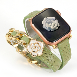 Pulsera de cadena para mujer para IWatch 8 Ultra 7 6 SE 5 4 <span class=keywords><strong>Correa</strong></span> de cuero de doble recorrido para <span class=keywords><strong>Apple</strong></span> <span class=keywords><strong>Watch</strong></span> Band 49mm 40mm 44mm <span class=keywords><strong>38</strong></span> 42mm <span class=keywords><strong>Correa</strong></span> - Product Image 1