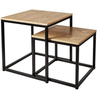 Table basse en bois MDF en gros, table basse avec cadre en tube métallique pour la maison simple, pour le salon, la terrasse, le balcon