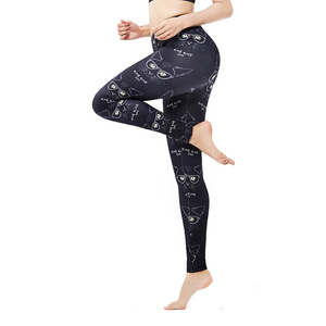 Leggings grande taille pour femmes, motif chat noir avec lunettes, nouvelle collection Halloween, pour saut en hauteur, HC-6062 - Product Image 1