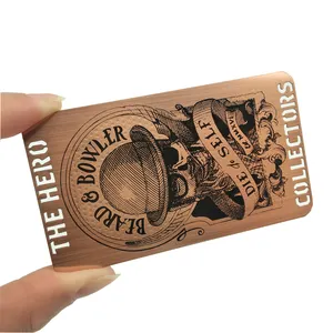 Luxury Customized Logo 0.8MM Stainless Steel Metal Business Cards Brush Rose Gold Card
