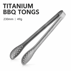 Pinces de cuisine en titane pur à long manche pour barbecue, steak, pain, salade, cuisson, camping en plein air - Product Image 3