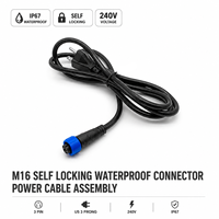 Connecteur d'alimentation M16 auto-bloquant à 3 broches, norme américaine 240V, câble électrique à trois pôles, étanche IP67, assemblage de câbles LED