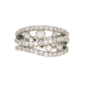 แหวนทองคำขาว 18K ดีไซน์ไขว้ประดับเพชรและพลอยเสริม หรูหราโดดเด่นสำหรับผู้หญิง - Product Image 1