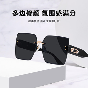 TJ716 Women's <b>Large</b> <b>Frame</b> Sunglasses Black Hexagon UV400 PC Lens TR Metals <b>Frame</b> Fashionable Sun Protection - Product Image 3