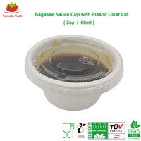 Tapa de plástico transparente de 64 mm para vasos de salsa PET reciclables de 2 oz, tapas a presión sin BPA, a prueba de fugas, para salsa de tomate, aderezos y porciones de condimentos