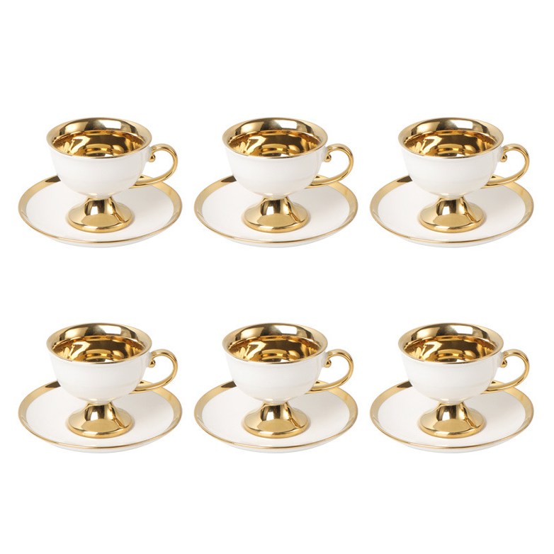 Luxus vergoldete Tee tasse Set mit 6 arabischen Tassen-Sets für Kaffee und Tee