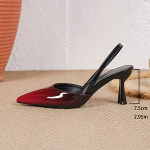 Xuanhui Sexy rouge noir Ombre <span class=keywords><strong>dégradé</strong></span> talons 7.5cm Stiletto Slingback pompes femmes bout pointu <span class=keywords><strong>en</strong></span> cuir verni fête chaussures de mariage - Product Image 5