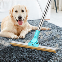 Râteau à poils pour tapis, en promotion, avec long manche en acier inoxydable, outil de dépoussiérage à lame métallique pour poils de chien et de chat sur tapis