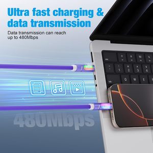 1.2m 240W PD Fast Charging <b>USB</b> C <b>Cable</b> with Aromatherapy & LED Light, Purple Silicone Data <b>Cable</b> for Wholesale - Product Image 2