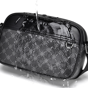 Bolso <span class=keywords><strong>bandolera</strong></span> <span class=keywords><strong>de</strong></span> material <span class=keywords><strong>de</strong></span> PU multifuncional informal a la moda geométrica para <span class=keywords><strong>hombre</strong></span>, bolso <span class=keywords><strong>de</strong></span> hombro vertical con estampado cuadrado pequeño - Product Image 4