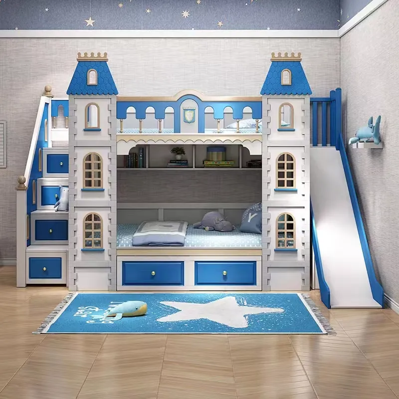 Neuankömmling Kinder Etagen bett Holz Kinder Schlafzimmer möbel Kinder Schloss bett Etagen betten Wohn möbel 1 Stück Schlafzimmer Set