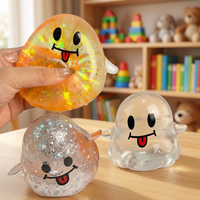 Grand jouet anti-stress en silicone, simulé en forme de boulette vapeur, avec visage à paillettes et expression, à rebond rapide