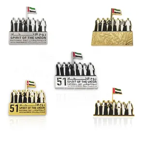 Sıcak satış 51st UAE ulusal günü rozeti bae yedi şeyh mıknatıs yaka pin rozeti stokta