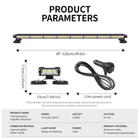 Barra de Luces LED Estroboscópicas de Emergencia COB de 50 Pulgadas, Doble Cara, Ámbar/Blanco, para Techo de Camioneta/SUV/Camión de Remolque/Pickup