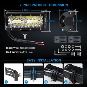 Barre lumineuse de travail LED clignotante NAO 12V 24V 6500k blanche 240W 7 pouces IP68 étanche pour Land Cruiser, voiture, camion, VTT, UTV - Product Image 3