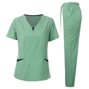 Unisex <b>Scrub</b> Set Moisture Wicking Knitted Split Uniform For Medical Staff Hospital Work <b>Clothes</b> S XXL - Product Image 3