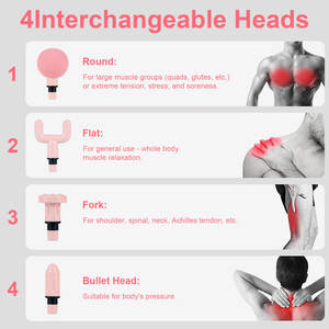 Mini tipo C carga Fascial músculo multicolor 4 cabezales intercambiables pistola de masaje batería de gran capacidad masajeador vibratorio - Product Image 5