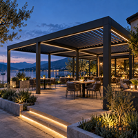 Pergola bioclimatique moderne en aluminium imperméable de taille 6x4 avec toit à lames orientables pour terrasse et protection solaire