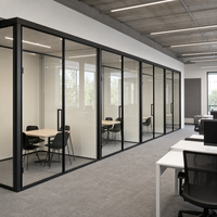 Système de cloisons en verre, cloison de bureau acoustique à double vitrage pour zone de réception et projet de réaménagement intérieur commercial