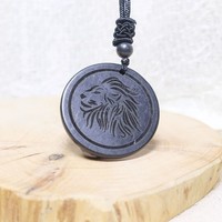 Pendentif en shungite sculpté à la main, douze constellations, plaque ronde, vintage, élégant, minimaliste, spirituel, bijou pour clavicule