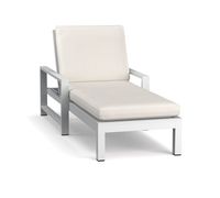 Chaise longue de jardin en aluminium blanc style accoudoir pour bain de soleil en extérieur, idéale pour le bord de piscine