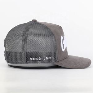 BSCI Custom Design Embroidery Logo Gorras Wholesale Oem 5 Panel Sports High Quality Mens Trucker Cap <b>Vintage</b> Gray Suede Mesh <b>Hat</b> - Product Image 4
